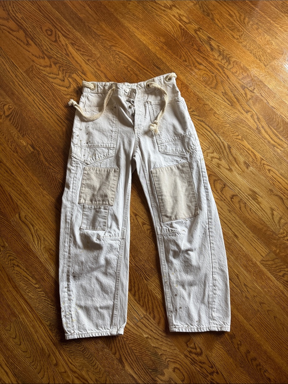 Free People Cream Utility Patch Pocket Jeans